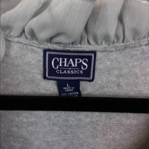 Chaps Classic V-neck Top Long sleeve classic Top Ruffled collar large - Picture 6 of 7